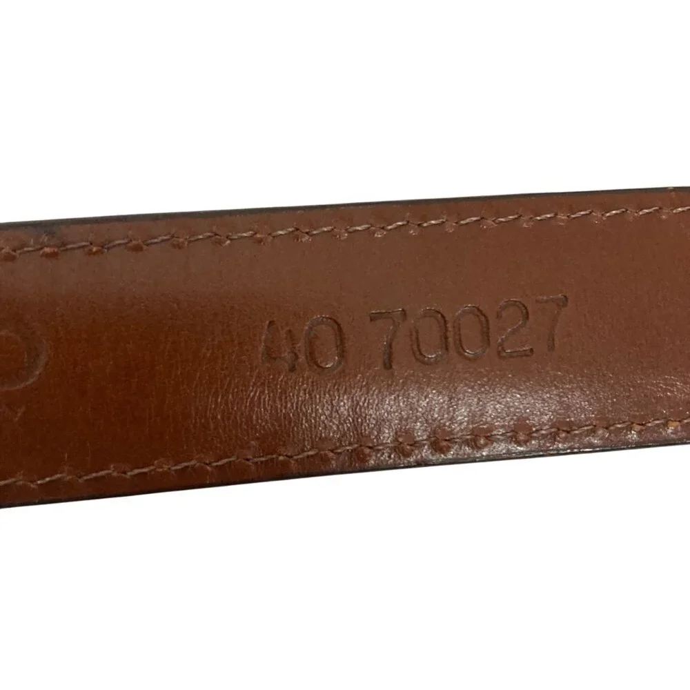 Dooney & Bourke Textured Brown Leather Belt Mens 40 Brass Buckle Made In USA